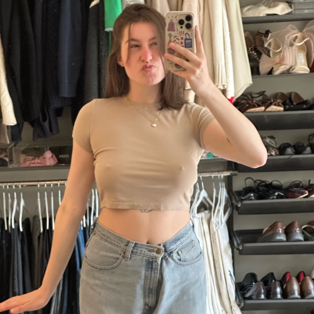 Cotton Citizen Tan Fitted Crop Tee